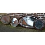 4 wall mirrors including one convex