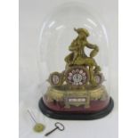 French 19th century ornate gilt mantle clock under a glass dome signed R & C Paris & London 295