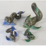 Herend handpainted blue and green fish figures (large green fish no 5398)
