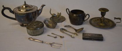 Various silver plate including a teapot,