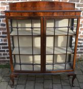 Early 20th century bow fronted display cabinet with cabriole legs H 128 cm W 111 cm