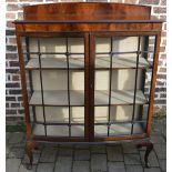 Early 20th century bow fronted display cabinet with cabriole legs H 128 cm W 111 cm