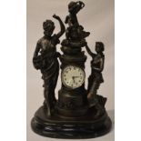 Large modern bronze effect mantle clock of classical style