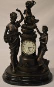 Large modern bronze effect mantle clock of classical style