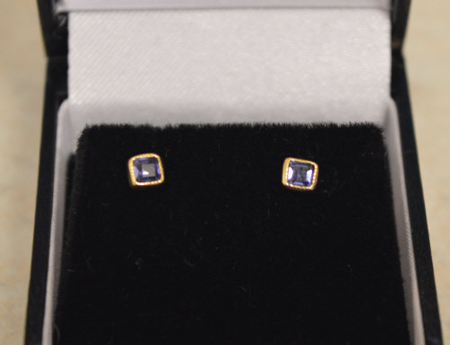 Small pair of 18ct gold sapphire stud earrings