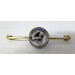 14ct gold reverse crystal intaglio brooch/stock pin depicting a small dog marked 'Tiffany & Co' in