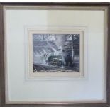 Watercolour 'Study of an LNER A4' by David C Bell 41 cm x 40 cm