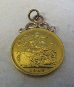 22ct gold Edward VII mounted full sovereign 1902