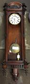 Vienna regulator wall clock with turned finials in a mahogany case (AF & missing glass) H112cm