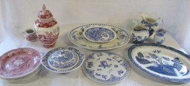 Assorted blue and white & pink and white ceramics inc Spode