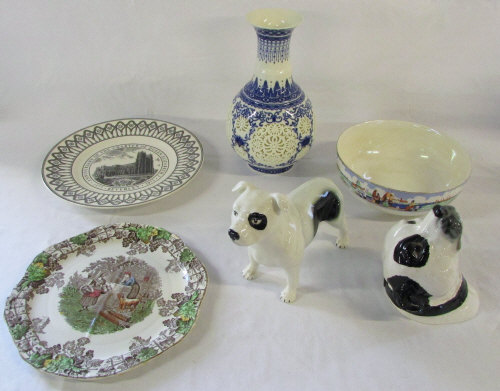 Assorted ceramics inc Oriental blue and white vase, Wedgwood, Staffordshire,