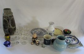 Mixed ceramics and glassware inc Babysham glasses and Goebel