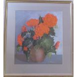 Pastel drawing 'Potted begonia' by Joan M Hargreaves 58 cm x 63 cm