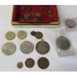 Various coins inc George III (1780)(mounted), silver jubilee crowns,