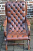 Victorian leather button back armchair