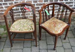 Edwardian chairs & a corner chair