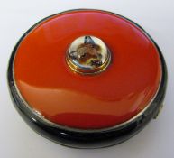 Silver and enamel compact case with a reverse crystal intaglio fox marked 'sterling'