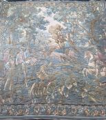 Large tapestry of a 16th century hunting scene H205cm W192cm