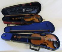 Stentor 1/2 size violin & a full size violin