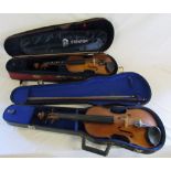 Stentor 1/2 size violin & a full size violin