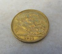 22ct gold George V half sovereign 1911