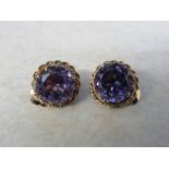 Tested as 14ct gold synthetic alexandrite clip on earrings total weight 8.