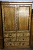 Victorian satinwood linen press with 4 drawers to base H204cm W127cm