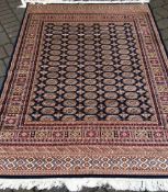 Blue ground Bokhara carpet 2.3m by 1.