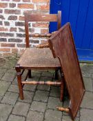 Rush seated chair & a wooden bedroom tray