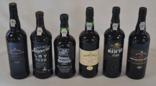 6 bottles of port including Martinez Late Bottled Vintage Port 2003, Porto Niepoort 1998,