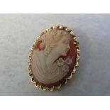 Tested as 9ct gold cameo brooch (clasp af)
