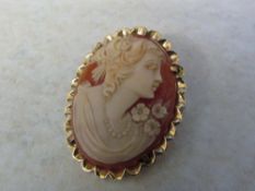 Tested as 9ct gold cameo brooch (clasp af)