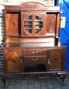 Early 20th century high dresser/display cabinet on cabriole legs