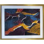 1960s abstract linocut/woodblock print by D R Adamson from Winchester School of Art signed D.R.