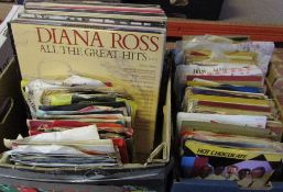 Assorted 33 rpm LPs and 45 rpm singles from 70/80s etc