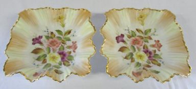 Early 20th century pair of W&R Carlton ware blush ware dishes D 21 cm