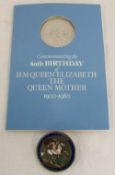 HM The Queen Mother 80th birthday presentation crown & an enamelled crown coin brooch