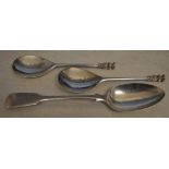 3 silver spoons, total approx weight 6.