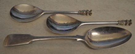 3 silver spoons, total approx weight 6.