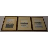 3 framed watercolours by T E J Brooker
