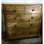 Victorian satinwood chest of drawers on flat bun feet with wooden turned knobs H121cm W119