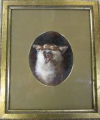 Early 20th century oil on board study of a fox head 30 cm x 35 cm