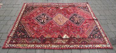 Red ground Persian Qashqai tribal rug 202 cm x 158 cm