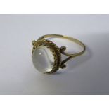 9ct gold blank cabochon crystal ring (possibly for an intaglio) total weight 1.