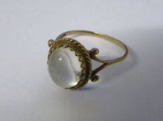 9ct gold blank cabochon crystal ring (possibly for an intaglio) total weight 1.
