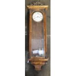 Vienna regulator wall clock in a burr walnut case (AF & no pendulum)