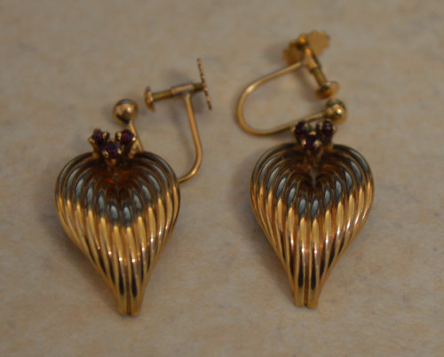 Pair of 9ct gold earrings,