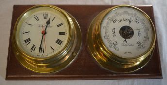 Foster Callear mounted modern quartz ships clock and barometer