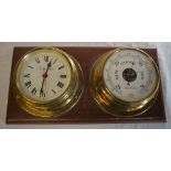 Foster Callear mounted modern quartz ships clock and barometer