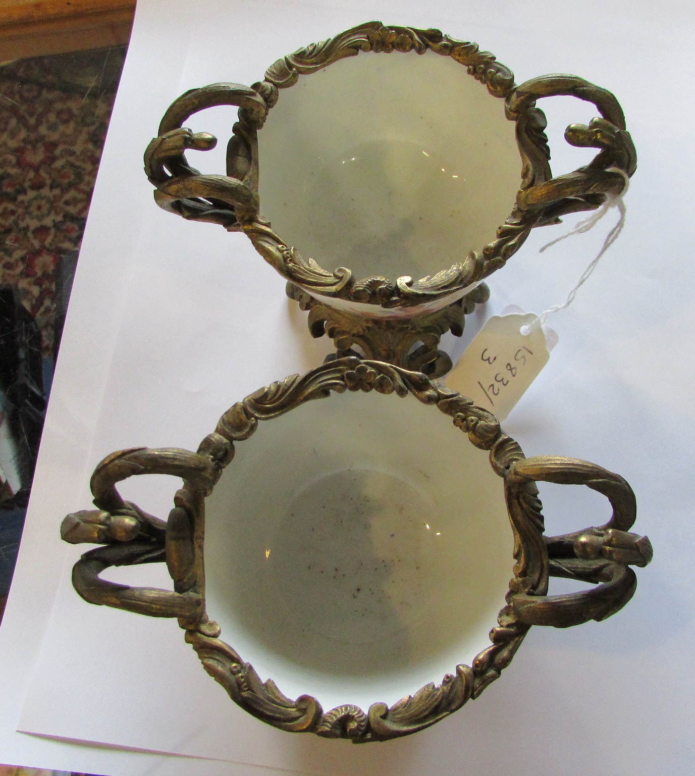 Pair of ormolu mounted Sevres porcelain vases H 9. - Image 5 of 12